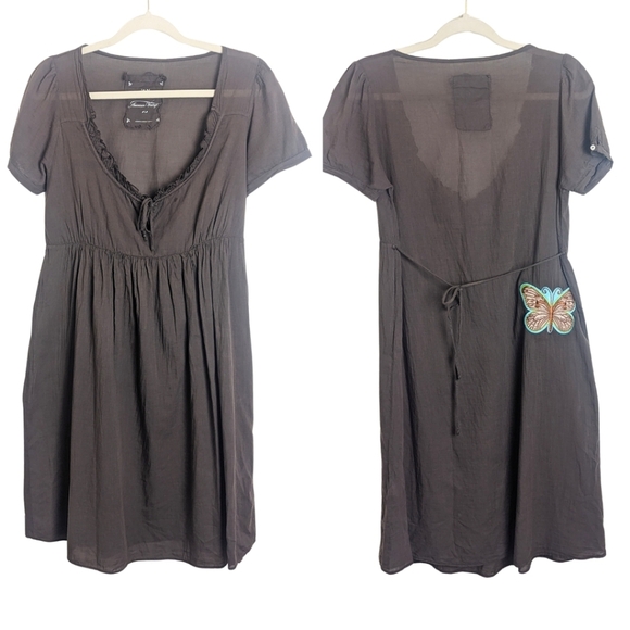 '90s /Y2K Semi Sheer Baby Doll Dress Butterfly Patchwork Women's Medium - Picture 1 of 10